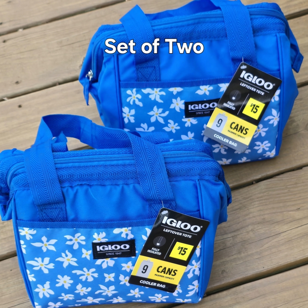 Igloo Blue Floral Cooler Bags - Set of Two